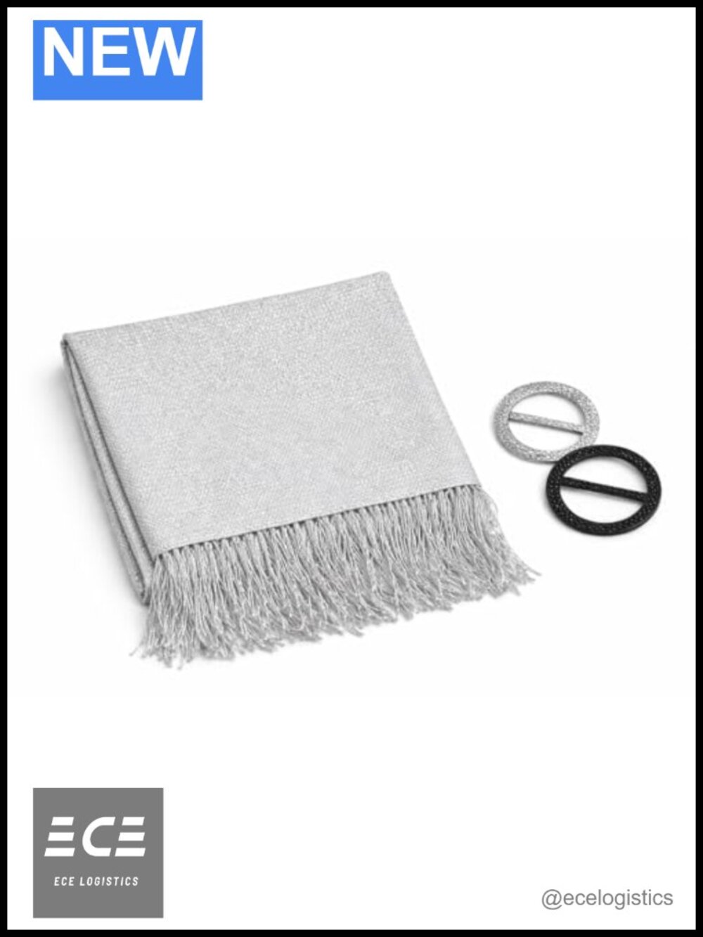 Metallic Shimmer Shawl Wrap with Fringe & Dual Rings Evening Scarf for Weddings